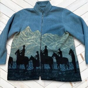 Men's Blue Western-Themed Sweater